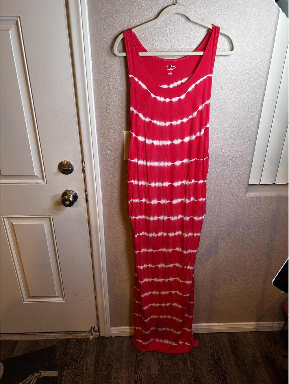Isabel Maternity XL Red and White Tie-Dye Maxi Dress